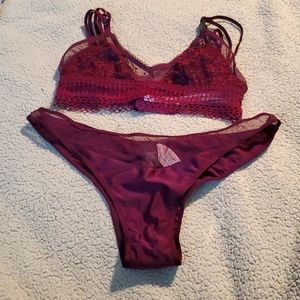 NWT Maroon Bra & Panty Set